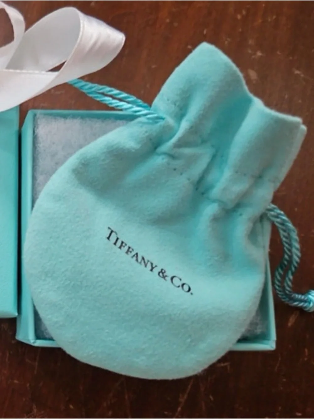 Tiffany & Co. Signature Robin's Egg Blue Velvet Drawstring Pouch